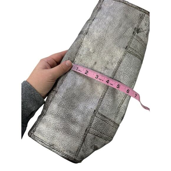 Frye Melissa Satchel/Crossbody Bag Distressed Leather Metallic Gray MSRP $388 - Picture 14 of 16